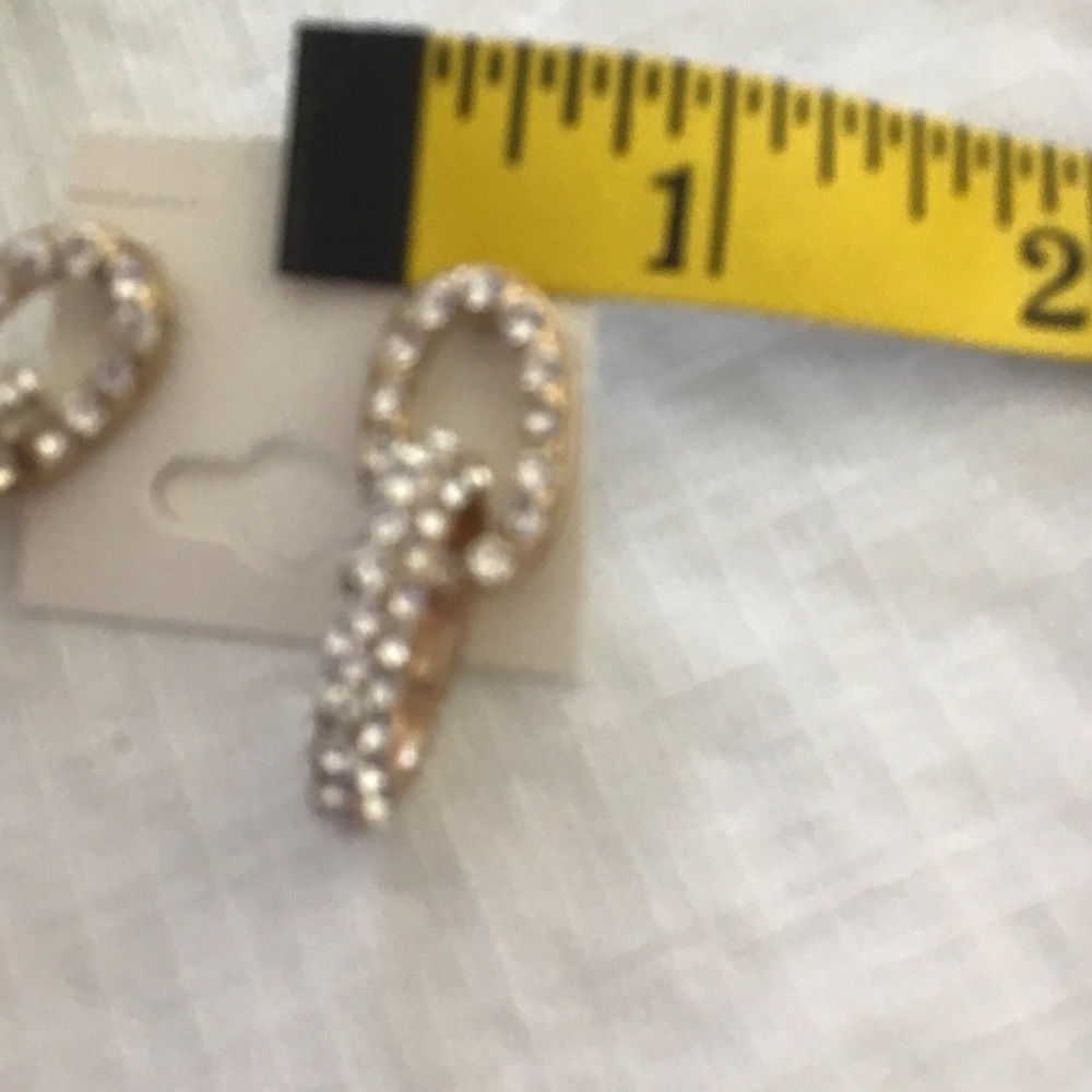 Gold Color with Rhinestone Link Drop Earrings - Picture 3 of 4
